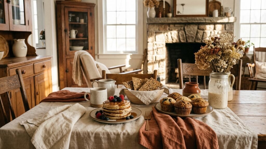 sourdough discard recipes spread on farmhouse kitchen table